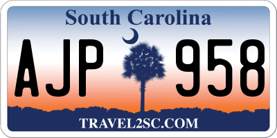 SC license plate AJP958
