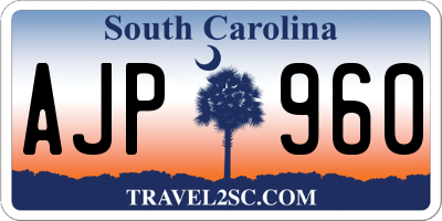 SC license plate AJP960