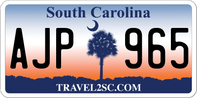 SC license plate AJP965
