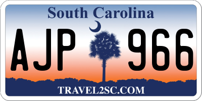 SC license plate AJP966
