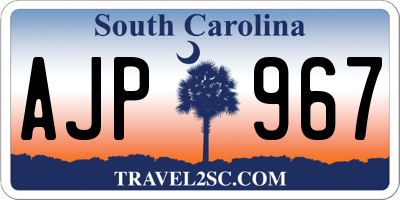 SC license plate AJP967