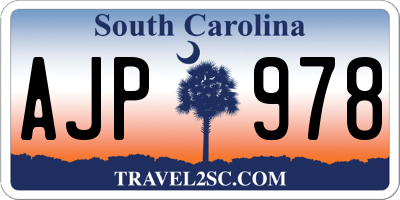 SC license plate AJP978