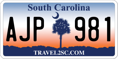 SC license plate AJP981