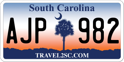 SC license plate AJP982