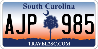 SC license plate AJP985