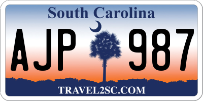 SC license plate AJP987