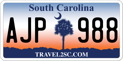 SC license plate AJP988