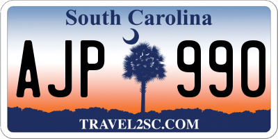 SC license plate AJP990