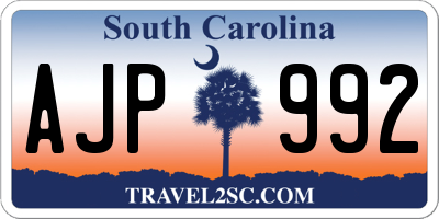 SC license plate AJP992