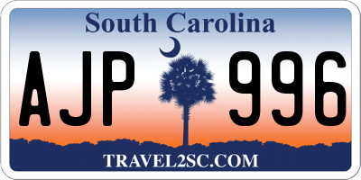 SC license plate AJP996