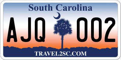 SC license plate AJQ002