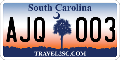 SC license plate AJQ003