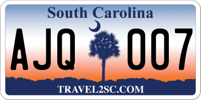 SC license plate AJQ007