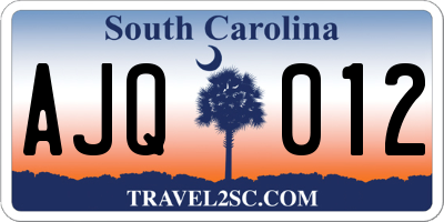 SC license plate AJQ012