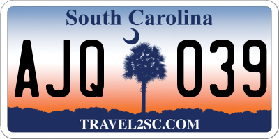 SC license plate AJQ039