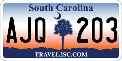 SC license plate AJQ203