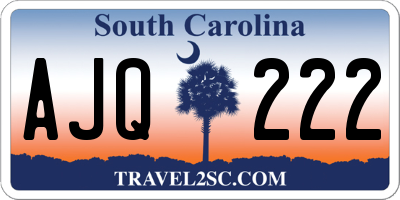 SC license plate AJQ222