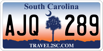 SC license plate AJQ289