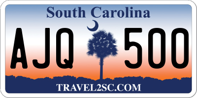 SC license plate AJQ500
