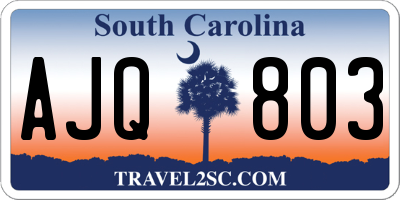 SC license plate AJQ803