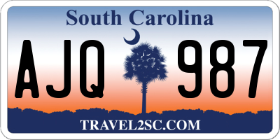 SC license plate AJQ987