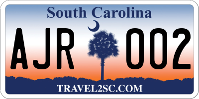 SC license plate AJR002