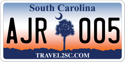 SC license plate AJR005