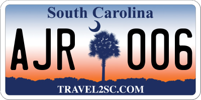 SC license plate AJR006