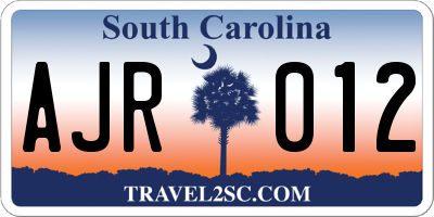 SC license plate AJR012