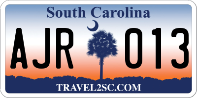 SC license plate AJR013
