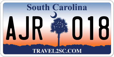 SC license plate AJR018