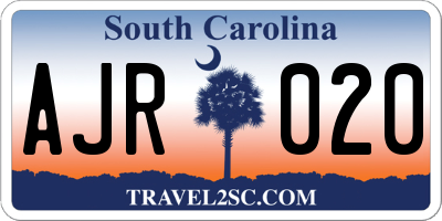 SC license plate AJR020