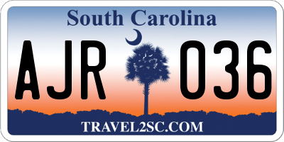 SC license plate AJR036