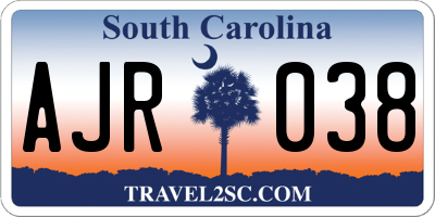 SC license plate AJR038