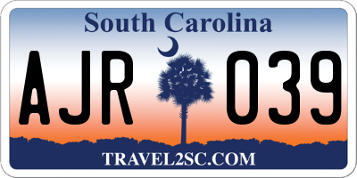 SC license plate AJR039