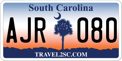 SC license plate AJR080