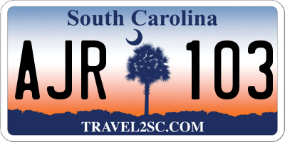 SC license plate AJR103
