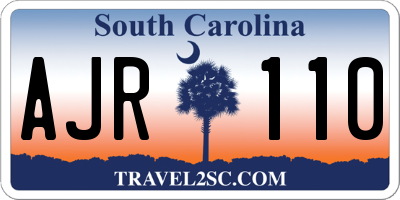 SC license plate AJR110