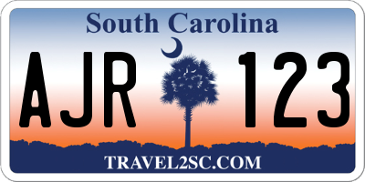 SC license plate AJR123