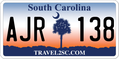 SC license plate AJR138