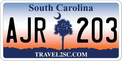 SC license plate AJR203