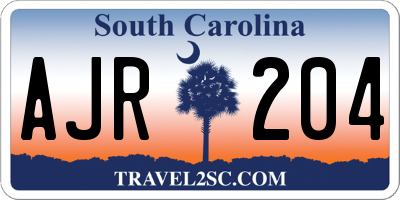 SC license plate AJR204