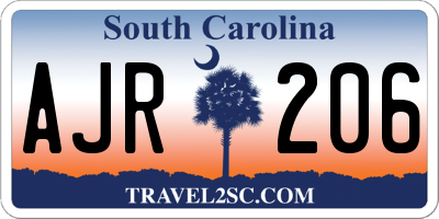 SC license plate AJR206