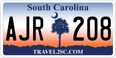 SC license plate AJR208