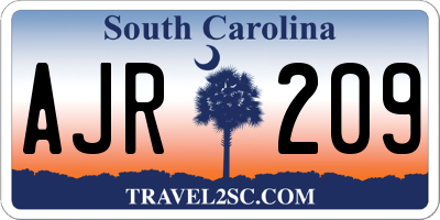 SC license plate AJR209