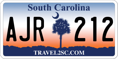 SC license plate AJR212