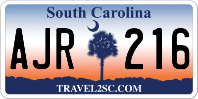 SC license plate AJR216