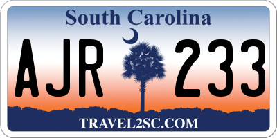 SC license plate AJR233