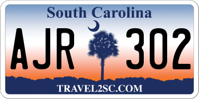SC license plate AJR302