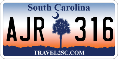 SC license plate AJR316